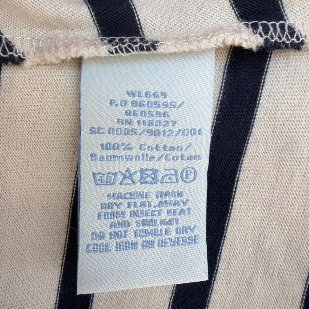 Boden Button Shoulder Breton Top Long Sleeve Navy Ivory Striped NWOT Size 10 - Picture 7 of 7
